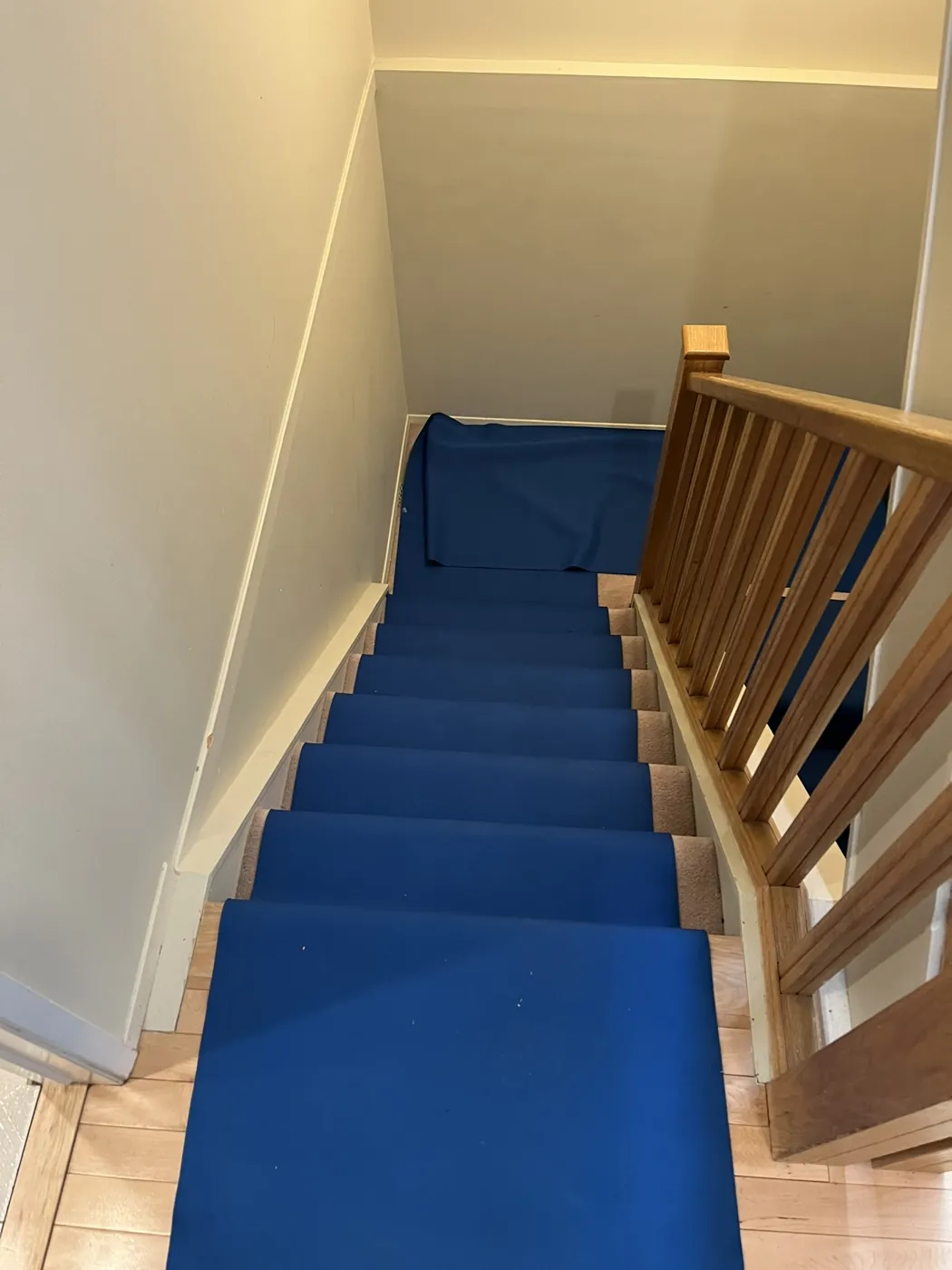 Protective floor runners along hallways and stairs