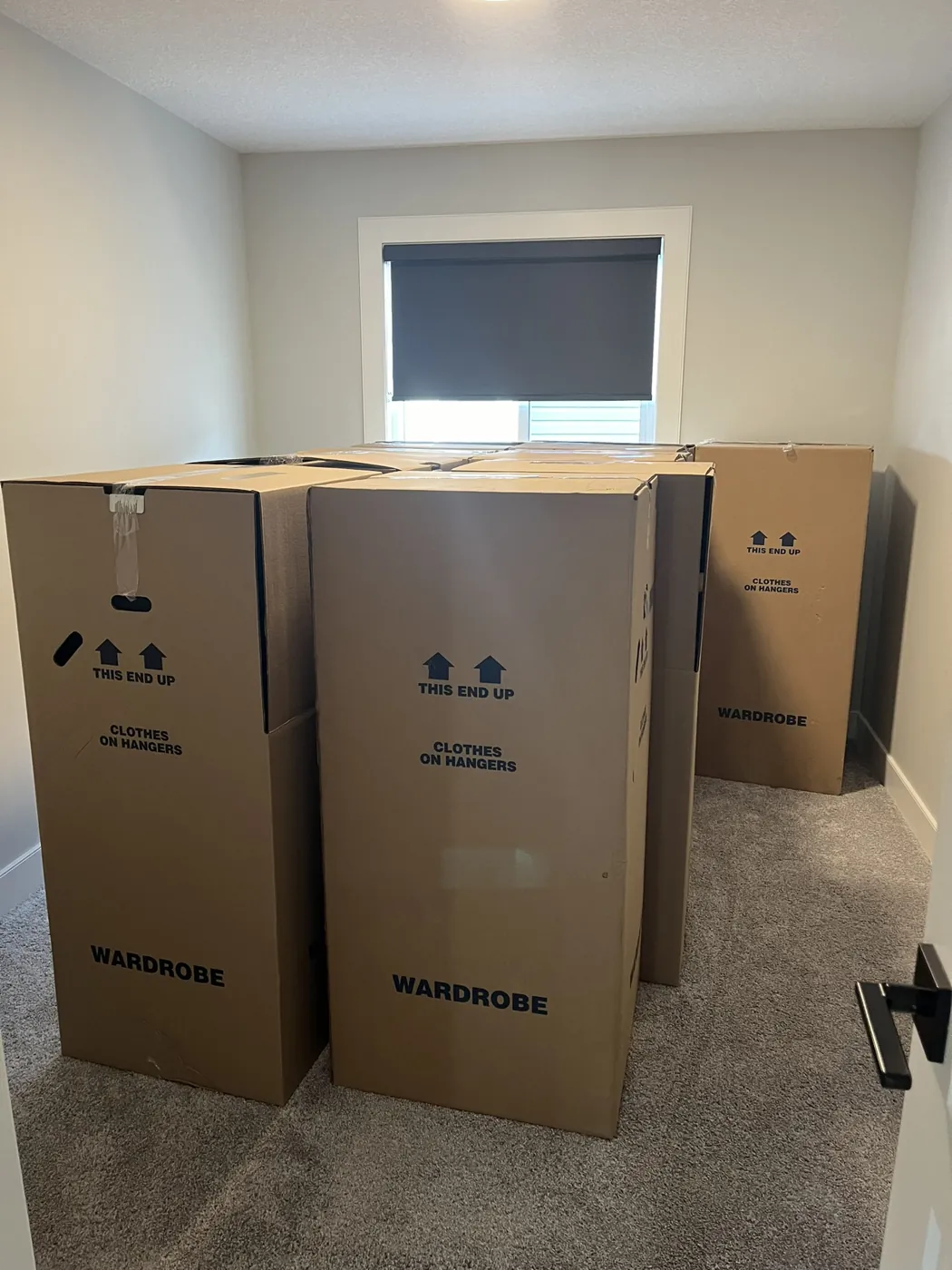 Moving boxes organized inside a home